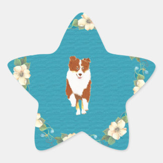 Adesivo Estrela Red Tri correndo Aussie no Teal Floral