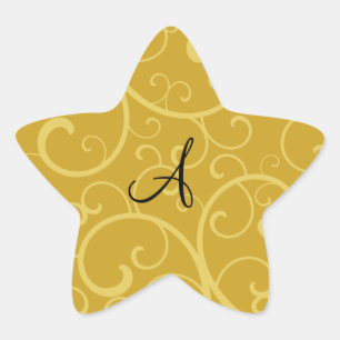 Adesivo Estrela Redemoinhos do ouro do monograma