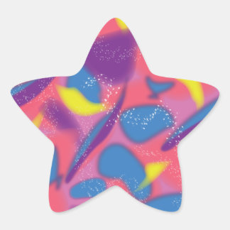 Adesivo Estrela Retro de multicores