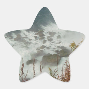 Adesivo Estrela Rochas Abstrato da Natureza Azul-Ondas Azuis-Branc