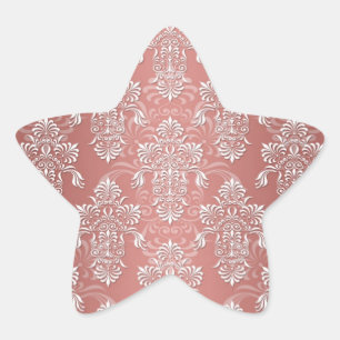 Adesivo Estrela Rosa Salmão Peachy Damask Feminino