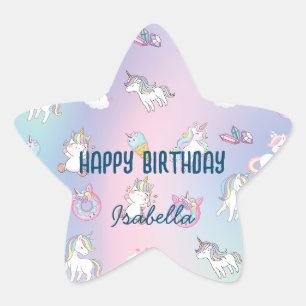 Adesivo Estrela Rosquinhas do Arco-Íris, pastel, de cor branca, do