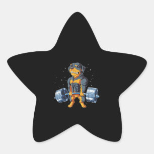Adesivo Estrela Rottweiler Pesando Engraçados Homens Fitnes