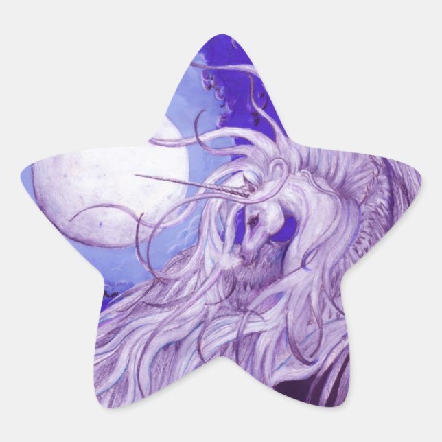 Adesivo Estrela Roxo Azul Unicorn Pegasus Pegacorn Lunar (Frente)
