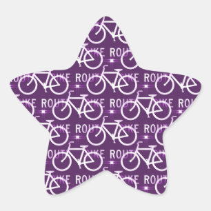 Adesivo Estrela Roxo do teste padrão do ciclista da bicicleta de
