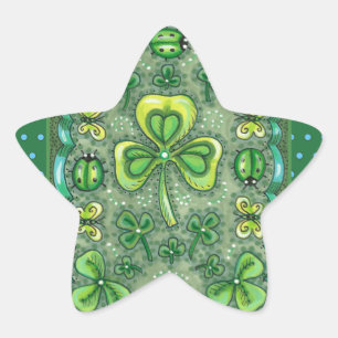 ADESIVO ESTRELA RUAS. PATRICK'S DAY FOLK ART SHAMROCKS N' LADYBUGS