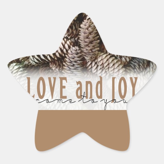Adesivo Estrela Rustic Holiday Love and Joy Pine Cone (Frente)