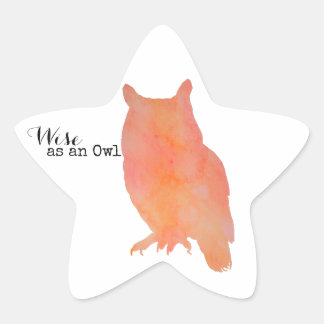 Adesivo Estrela Sábio como uma Aquarela Tipográfica de Coruja