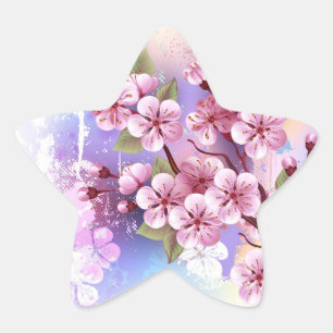 Adesivo Estrela Sakura rosa no fundo da pintura