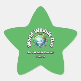 Adesivo Estrela Salve a vida selvagem. Dia Mundial da Natureza