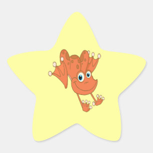 Adesivo Estrela sapo laranja de salto feliz e giro