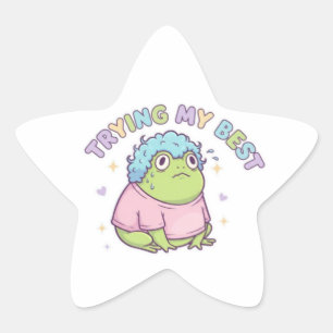 Adesivo Estrela Sapo Tentando ao Máximo Sticker Sapo Estressado Fo