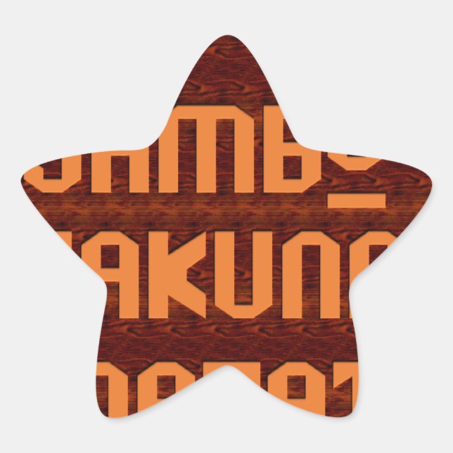 Adesivo Estrela Saudação Africana: Jambo Hakuna Matata Wood Design (Frente)