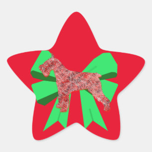 Adesivo Estrela Schnauzer Cão Silhouette Arco Verde Natal