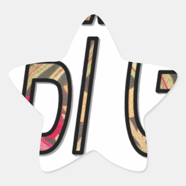 Adesivo Estrela Sem Impressão de Arte de Texto Bigiji (Frente)