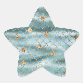 Adesivo Estrela Sereia Dourada Azul Aqua