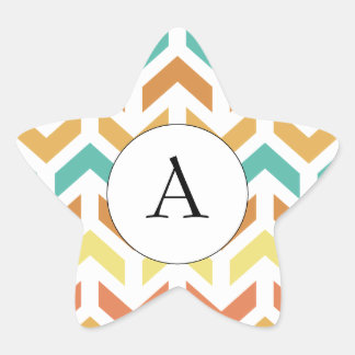 Adesivo Estrela Setas Retro Chevron Laranja Teto Dourado Inicial