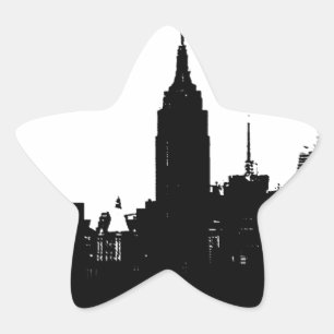 Adesivo Estrela Silhouette Black White New York