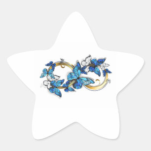 Adesivo Estrela Símbolo infinito de borboletas azuis Morpho