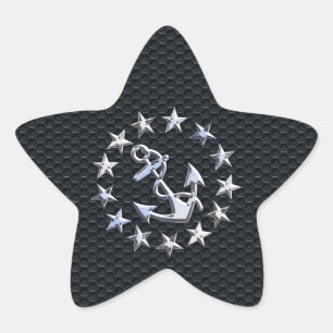 Adesivo Estrela Símbolo náutico do cromo da bandeira do iate na