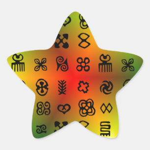 Adesivo Estrela Símbolos de Adinkra com cores africanas