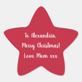 Adesivo Estrela Simple Merry Christmas from Mom Red and White