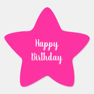 Adesivo Estrela Simples Feliz Aniversário Rosa Quente