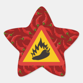 Adesivo Estrela Sinal de perigo de pimenta quente