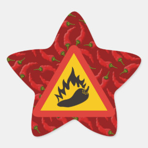 Adesivo Estrela Sinal de perigo de pimenta quente