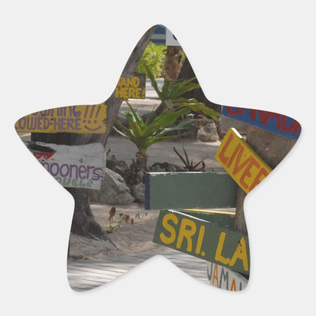 Adesivo Estrela Sinal Poste Rum Point Grand Cayman (Frente)