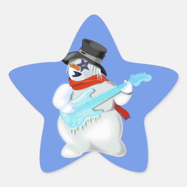 Adesivo Estrela Snowman com Vetor de Violão - Personalizável (Frente)