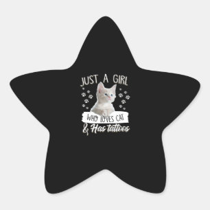 Adesivo Estrela Só Uma Gata De Gatinho Com Tatuagem Oferece Amant