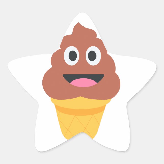 Adesivo Estrela sorvete cone poo emoji (Frente)