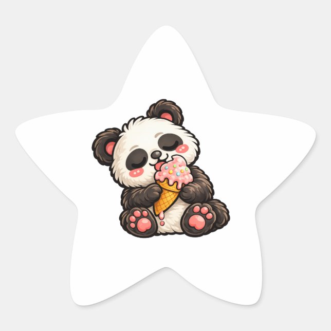 Adesivo Estrela Sorvete de Panda Fofo (Frente)
