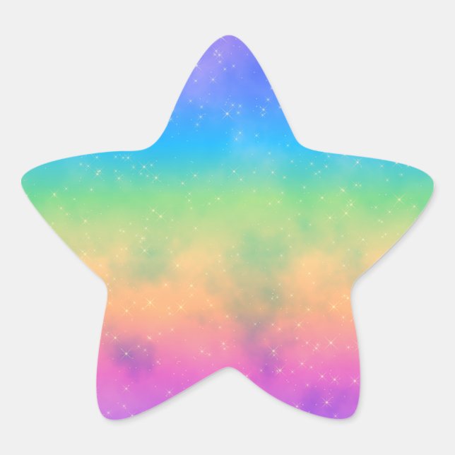 Adesivo Estrela Sparkly Hot Rainbow Sky Sticker (Frente)