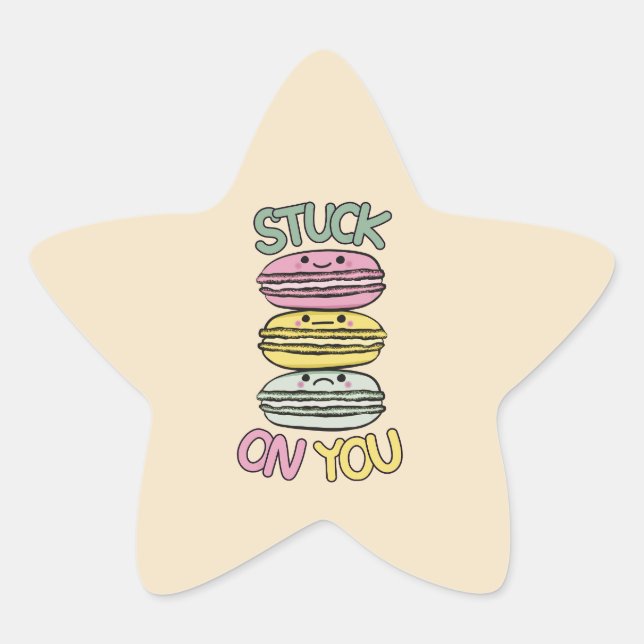 Adesivo Estrela Stack of Cute Kawaii Macarons (Frente)