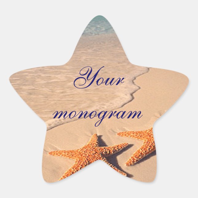 Adesivo Estrela Starfish Beach Ocean Wedding Envelope Selos Rótulo (Frente)