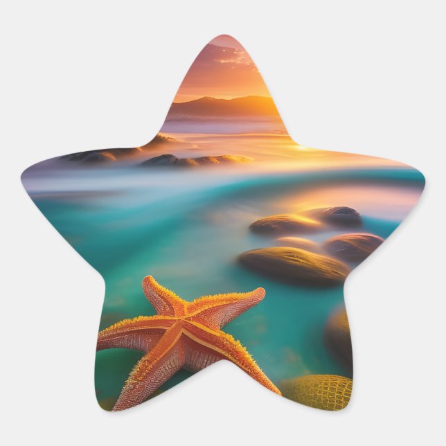 Adesivo Estrela Starfish na praia no Dawn (Frente)