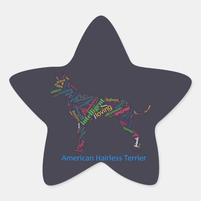 Adesivo Estrela Stickers de Palavras Terrier americanos (Frente)
