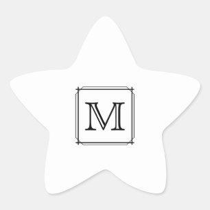 Adesivo Estrela Sua Carta. Monograma personalizado. Preto & Branco
