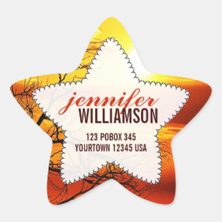 Adesivo Estrela Sunset Silhoutte Natureza Personalizada Nome Autoc
