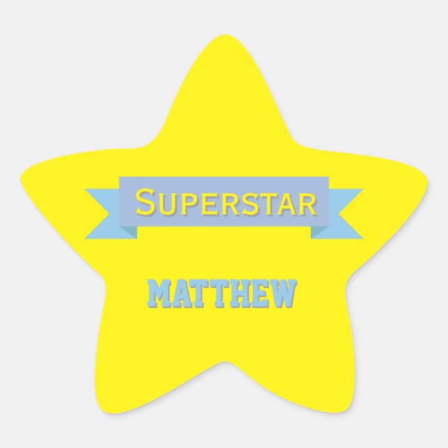 Adesivo Estrela Superstar com Nome Personalizado (Frente)