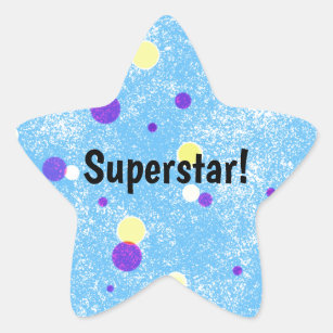 Adesivo Estrela Superstar! Pontos Amarelos e Roxos em Azul