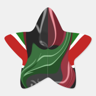 Adesivo Estrela Swirling Kenyan Flag: Uma arte moderna do Motif
