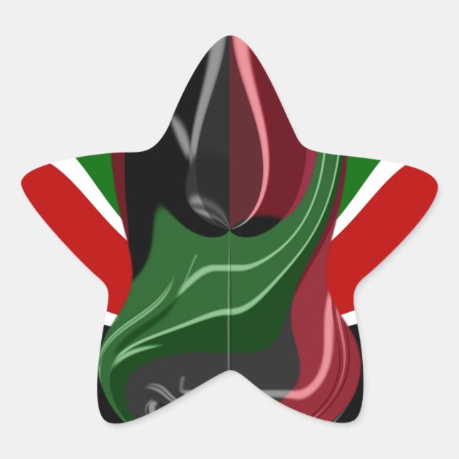 Adesivo Estrela Swirling Kenyan Flag: Uma arte moderna do Motif (Frente)