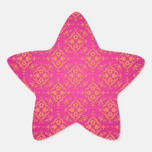 Adesivo Estrela Tangerina Tango Laranja e Rosa Damasco