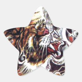 Adesivo Estrela Tatuagem de Tigre Japonês