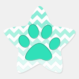 Adesivo Estrela Teal Chevron Paw Zig Zag Monograma