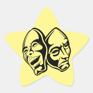 Adesivo Estrela Teatro Comédia Tragédia mascara a mascarada da vid