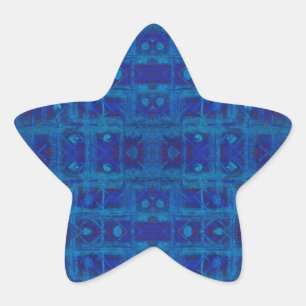 Adesivo Estrela Tecido azul, padrão geométrico abstrato, desenha